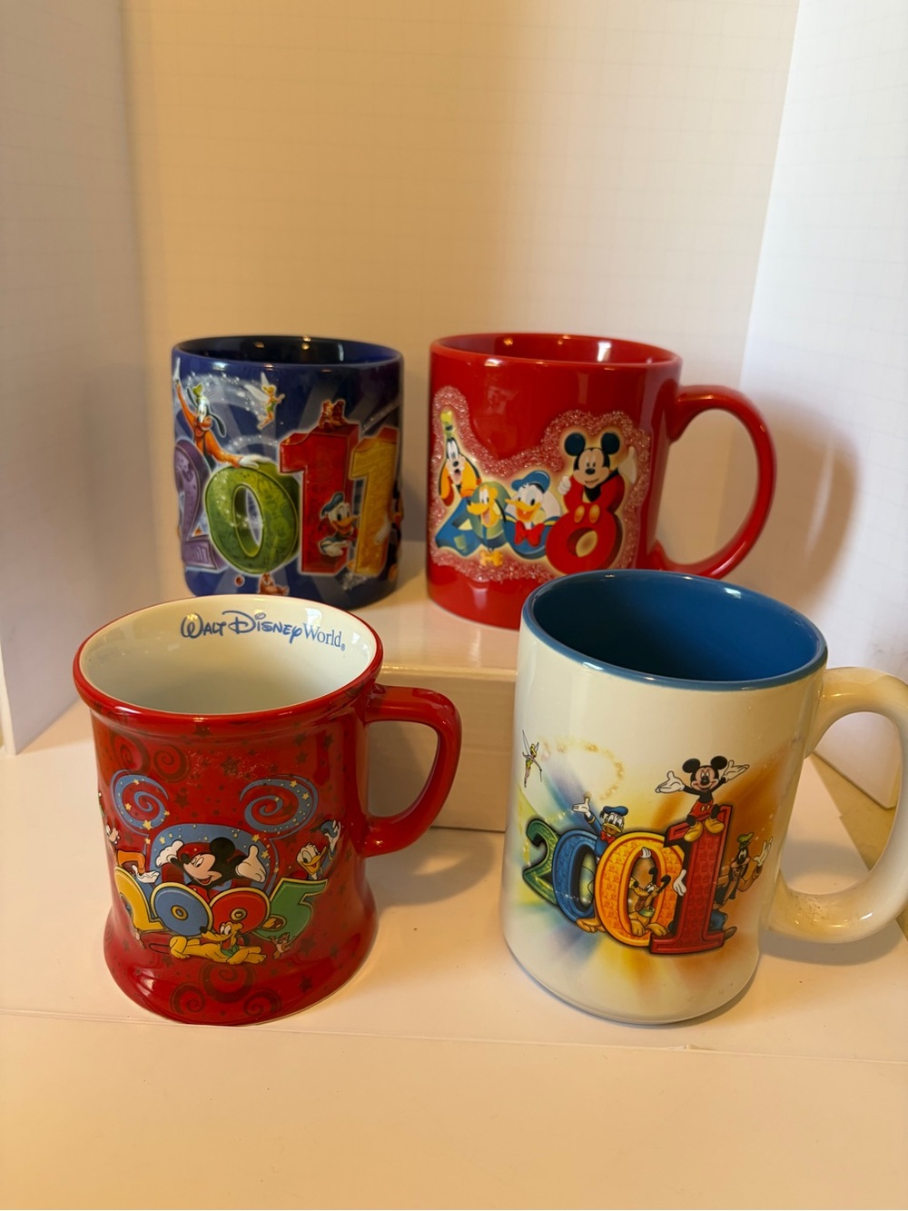 VTG Walt Disney World Mug Lot 2001, 2005, 2008, 2011 Dated Mickey Collection EUC